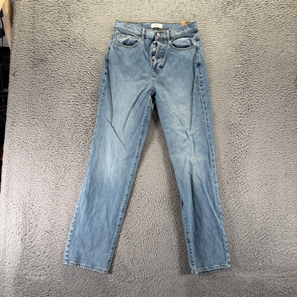 PacSun Jeans Women's 27x30 Blue Cotton Denim Straight Dad Button-Fly Stretch